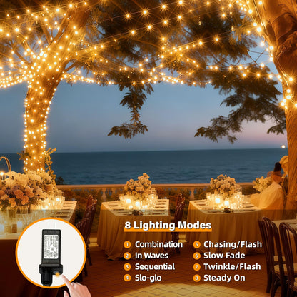 AHAWILL Warm White Christmas Lights Outdoor,166FT 500LED String Lights with 8 Modes,Christmas Tree Lights Indoor Plug in,Waterproof Twinkle Fairy Lights for Party,Classroom,Home Decor