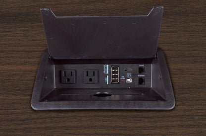 Romig Legacy 12 ft. Racetrack Laminate Conference Table with Charging Port- Neo Walnut