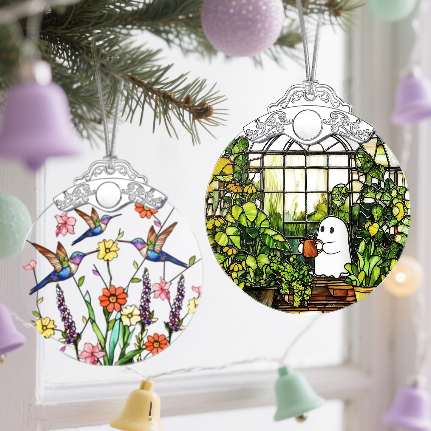 Stained Glass Ghost Christmas Ornament: Christmas Tree Ornaments & Decor, Holiday Decor – Holiday Presents, Gift Ideas & Gifts for Friends, Coworker, and Family