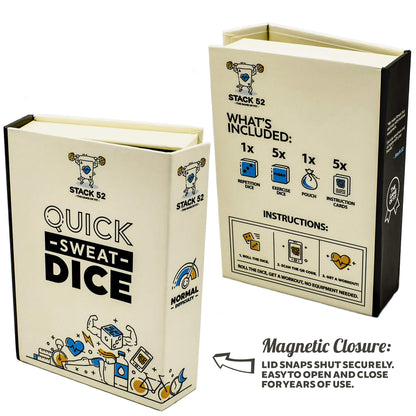 Stack 52 Quick Sweat Fitness Dice. Bodyweight Exercise Workout Game. Designed by a Military Fitness Expert. Video Instructions Included. No Equipment Needed. Burn Fat Build Muscle. (2019 Base Set)