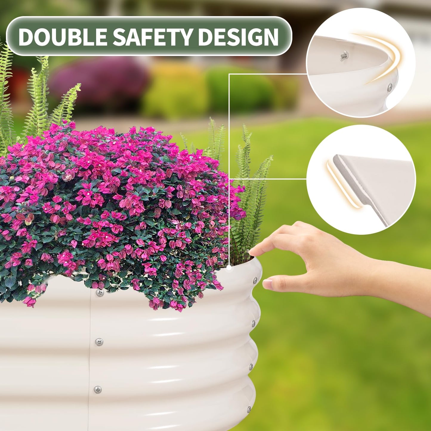 Galvanized Raised Garden Bed- Planter Garden Boxes Outdoor, Raised Beds for Gardening, 4x2x1ft Metal Garden Bed Kit for Vegetables Flower, Planter Raised Bed with Protective Tape & Tools.White-4pack