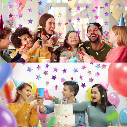 Patelai Glitter Star Garland Banner 2026 Graduation Decor 130 Feet Star Hanging Banner Twinkle Backdrop for Party Birthday Classroom Wedding Supplies(Iridescent Purple)