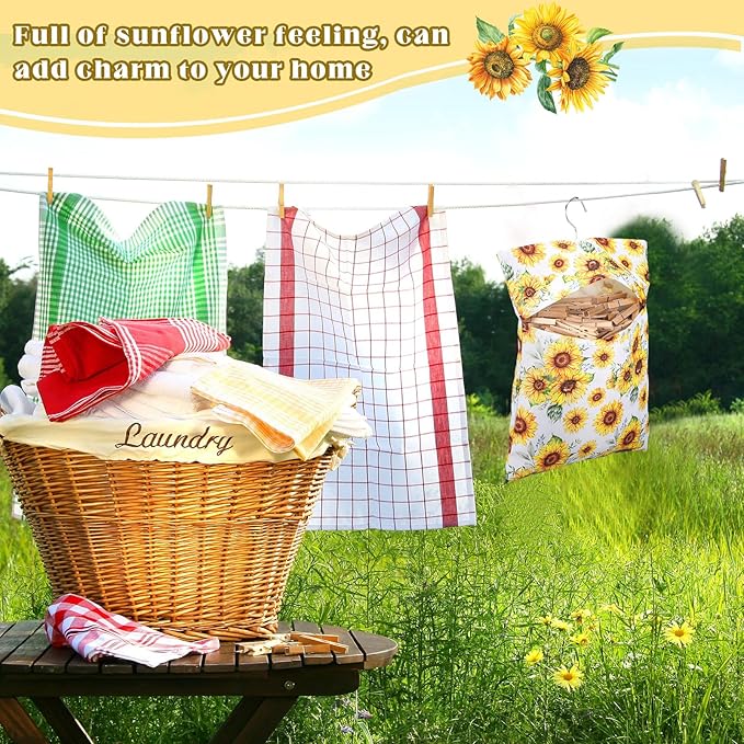 2 Pcs Clothespin Bag with Hanging Hook Waterproof Laundry 13" x 12" Clothes Pin