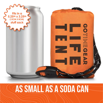 Go Time Gear Emergency Tube Tent Life Tent 2-Person Mylar - Green 2-Pack - Reflects Body Heat & Waterproof Emergency Shelter - Includes Whistle & 550lb Paracord - Survival & Camping Gear