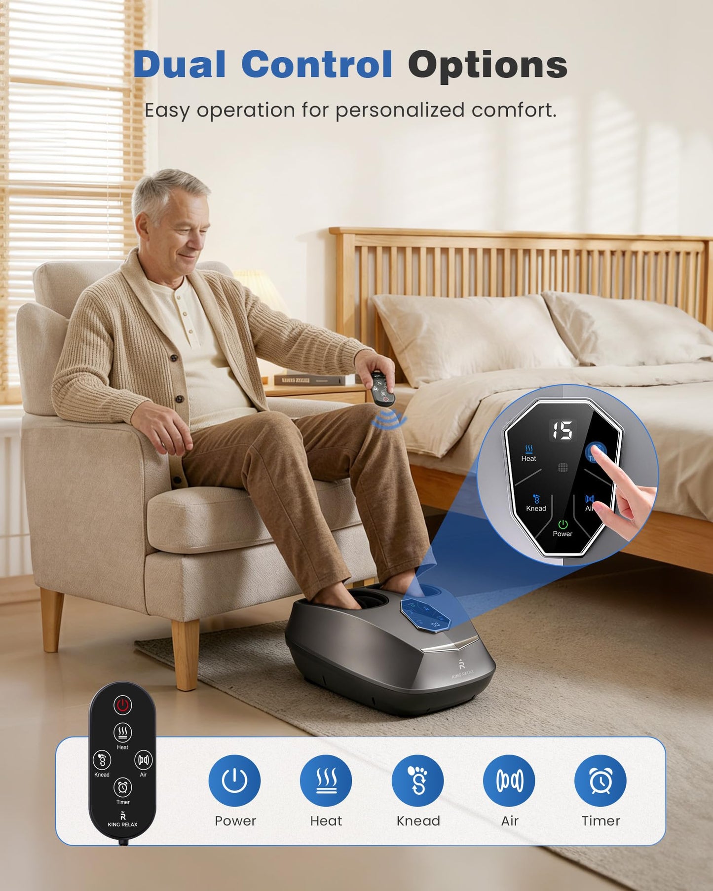 KING RELAX Shiatsu Foot Massager with Heat, 2026 Upgraded Deep Kneading & Squeeze Massage for Plantar Fasciitis, Modern Sculpted Design, Fits Up to Size 14, FSA Eligible HSA Store, Fathers Day Gift