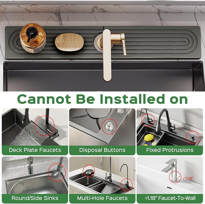23.6 Inch Stone Faucet Mat for Kitchen Sink Splash Guard