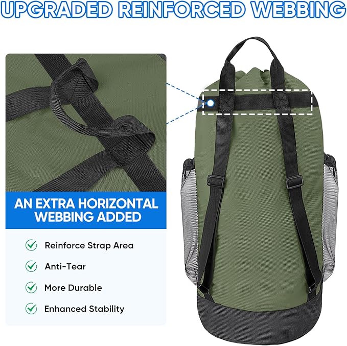 BALEINE 2PK 120L Laundry Bag Backpack, 900D Oxford Fabric Large Travel Laundry