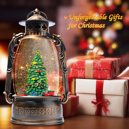 Extra Large Christmas Snow Globes Christmas Lantern, 13.8" Musical Snow Globe Rotating Train Snowglobe 8 Songs 6H Timer Music Box Dual Power Snowglobes for Kids Adults Lighted Christmas Decor Gifts