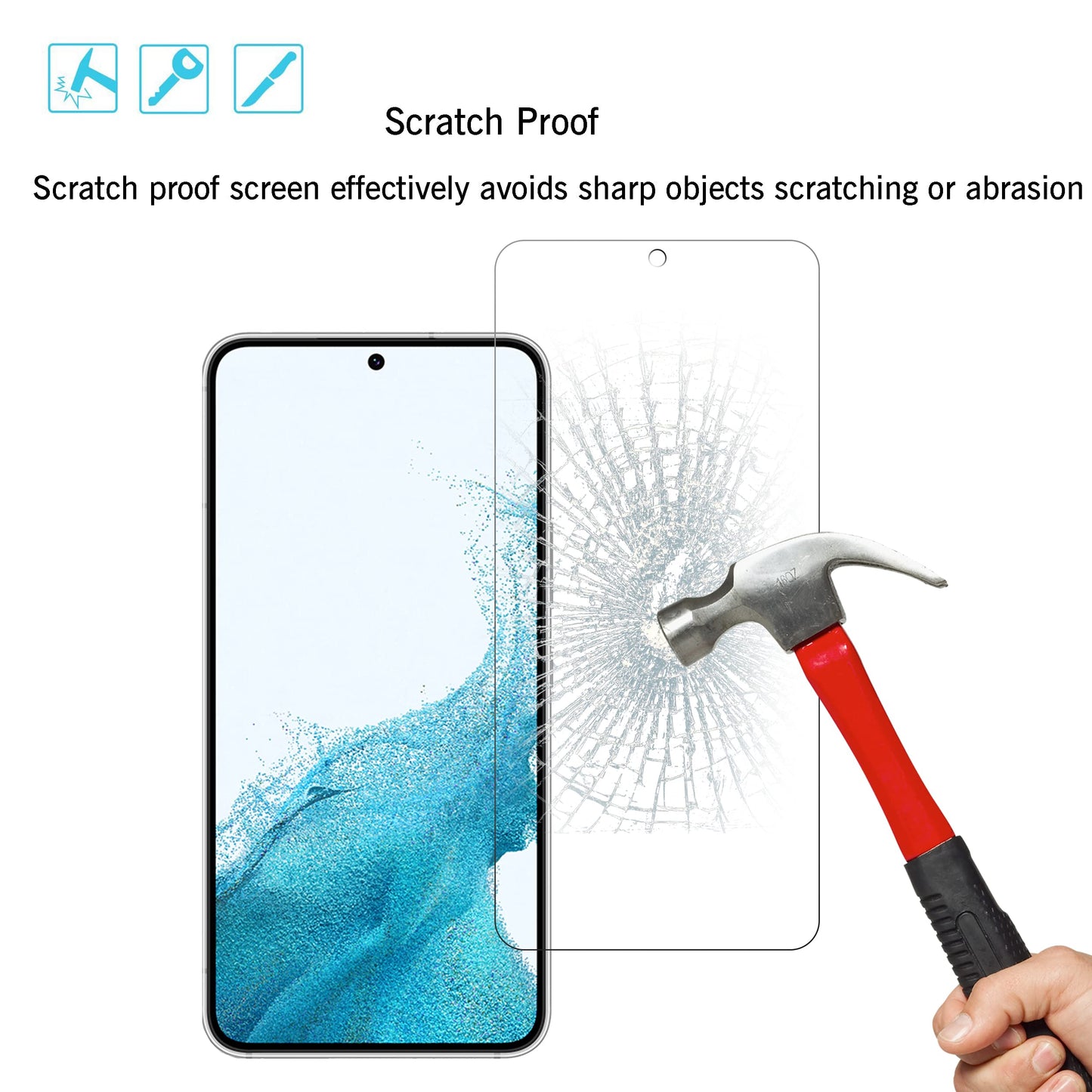 Ailun Screen Protector for Galaxy S22+/S22 Plus 5G 6.6 Inch Display 3Pack + 3Pack Camera Lens Tempered Glass Fingerprint Unlock 0.25mm Clear Anti-Scratch Case Friendly [Not For S22 Ultra]