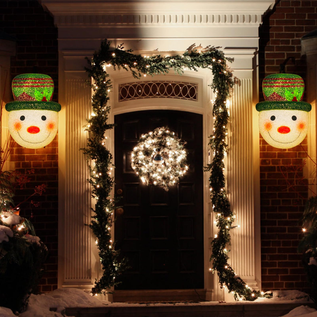 Hxezoc 2 Pack Christmas Snowman Porch Light Covers Good Light Transmission Lamp Covers for Christmas Front Yard, Garages, Garden, Porch Lamp Decoration