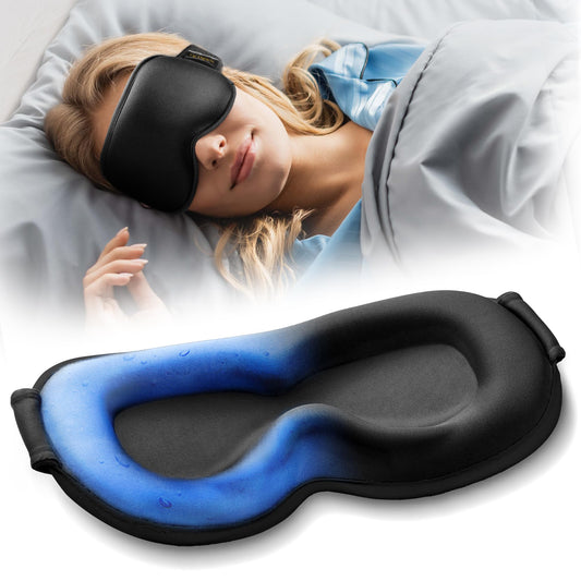 3D Cooling Gel Sleep Mask for Women & Men – 6oz Weighted Eye Mask for Sleeping, 100% Blackout, Ice Cold Gel, Migraine & Headache Relief, Eye Care, Deep Relaxation, Airplane Travel Essentials, Gift