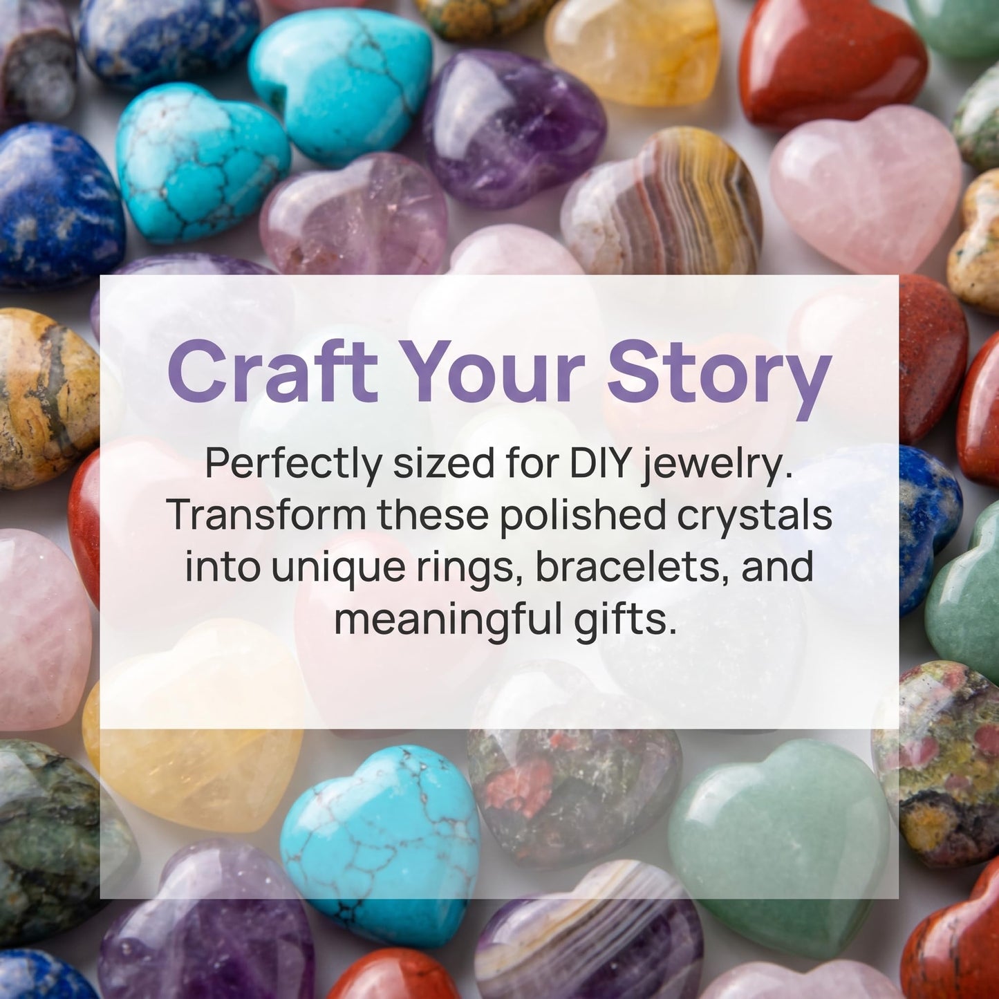 100pcs Heart Crystals and Healing Stones Bulk,Heart Trinkets Healing Crystal Natural Gemstones,Bulk Worry Stones for DIY Meditation Decor Gifts for Women Men,Mother's Day Gifts