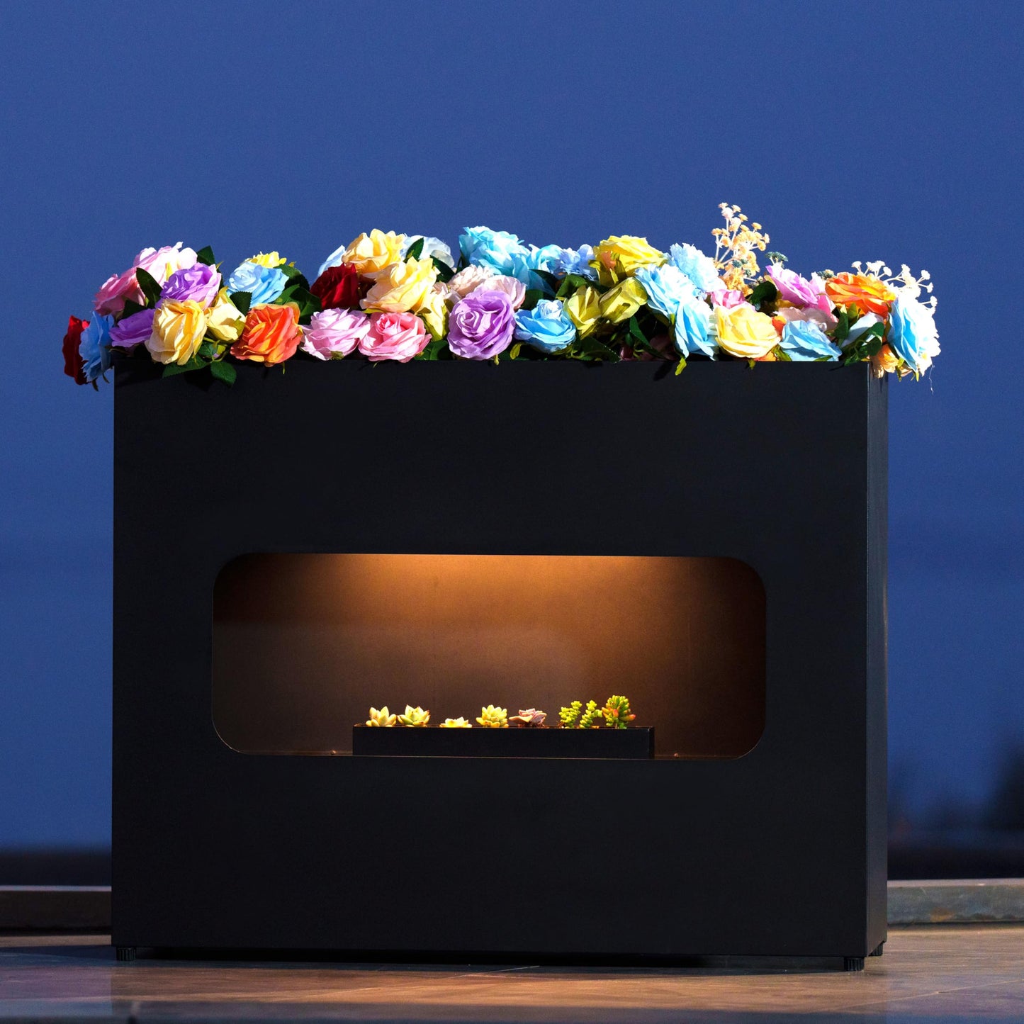 Turviaspact 36x12x28IN Metal Planter Box with LED Intelligence Light Large Black Rectangular Planters for Plant Pots,Plants,Flowers,Privacy Planter for Patio,Front Porch,Balcony,Garden