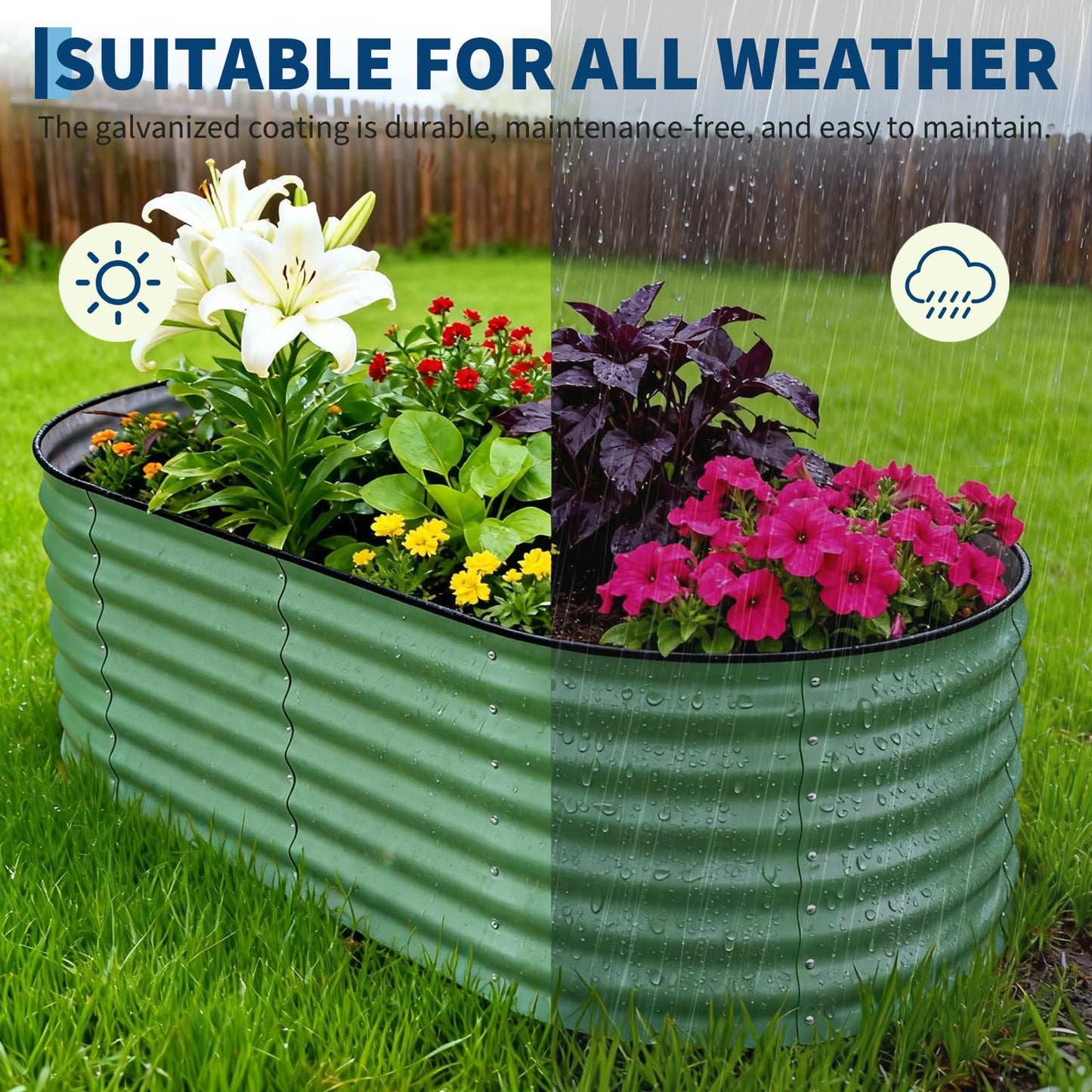 GarveeLife 2 Pcs Raised Garden Beds Outdoor 6x3x2 ft - Galvanized Steel Planter Box for Vegetables, Flowers, Rust-Resistant Garden Box, Easy Assembly Raised Beds, Durable Planters for Outdoor Plants