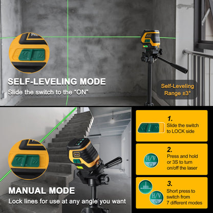 PREXISO Laser Level with Tripod & 2 Plumb Dots - 100 Ft Rechargeable Point Cross Laser Level Self Leveling - Plumb Spot Alignment Wide Angle Laser Line for Construction, Ceiling, Floor Tile
