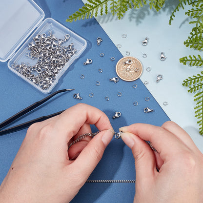 PH PandaHall 60pcs 304 Stainless Steel Lobster Clasps with 120pcs 4mm Open Jump Rings Jewelry Clasp Connector Bracelet Clips Closures for Earring Bracelet Necklace Pendants Waist Chain DIY Craft