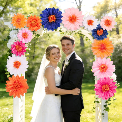 OBBOLO Wildflower Paper Flowers, 14 Pcs Paper Flowers Decorations for Wall, 8 in, 14 Inch Tissue Paper Flower for Wedding Party Baby Bridal Shower Nursery Wall Decor Bulletin Board Classroom