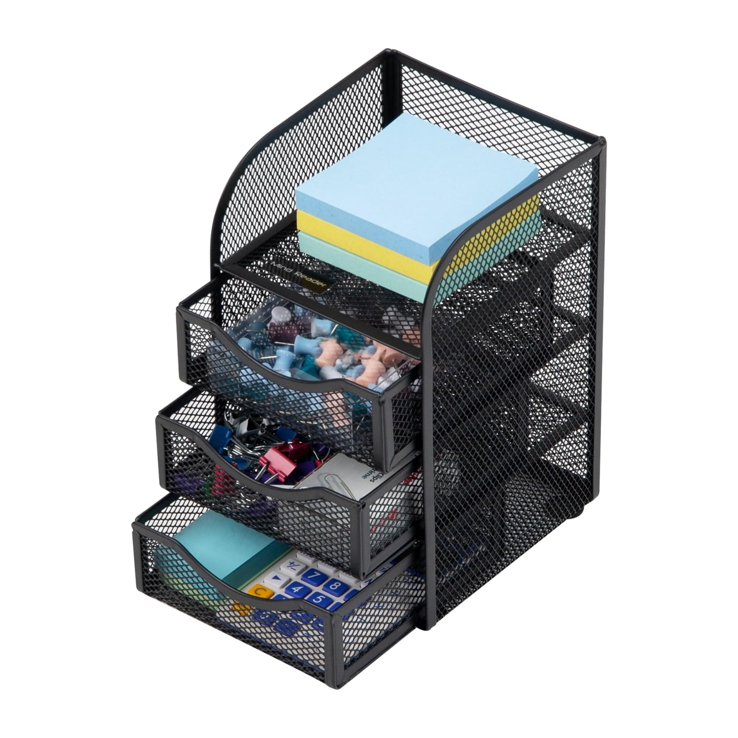 Mind Reader Desktop Accessory Storage, Paper Binder Clip Basket, Workspace, Office, Metal Mesh, 4.75"L x 5"W x 8"H, Black