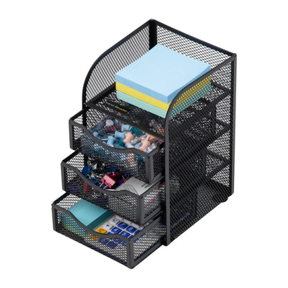 Mind Reader Desktop Accessory Storage, Paper Binder Clip Basket, Workspace, Office, Metal Mesh, 4.75"L x 5"W x 8"H, Black