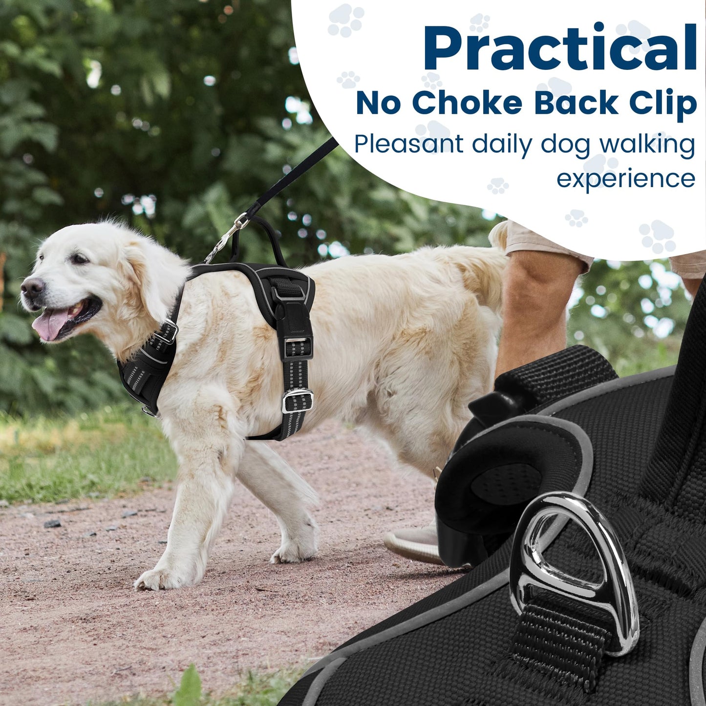 Funfox Dog Harness Medium No Pull, Adjustable Dog Harness with Handle Reflective Strips for Walking, Anti Pull Breathable Padded Pet Vest Front Clip Easy Control Small Large Breed Black M