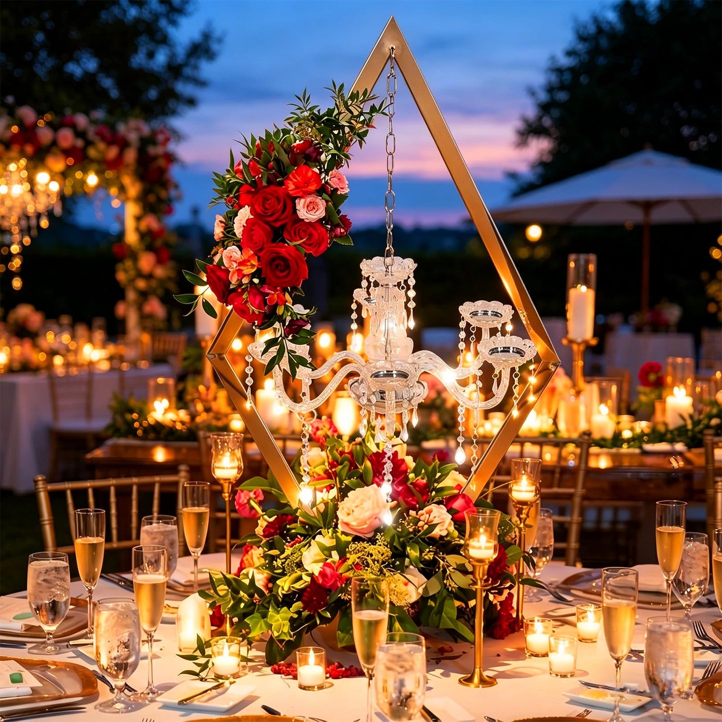 Stunning 2PCS Diamond Candle Holders | Modern Metal Wedding Centerpiece with European Style for Romantic Dining Table Decor, Party & Home