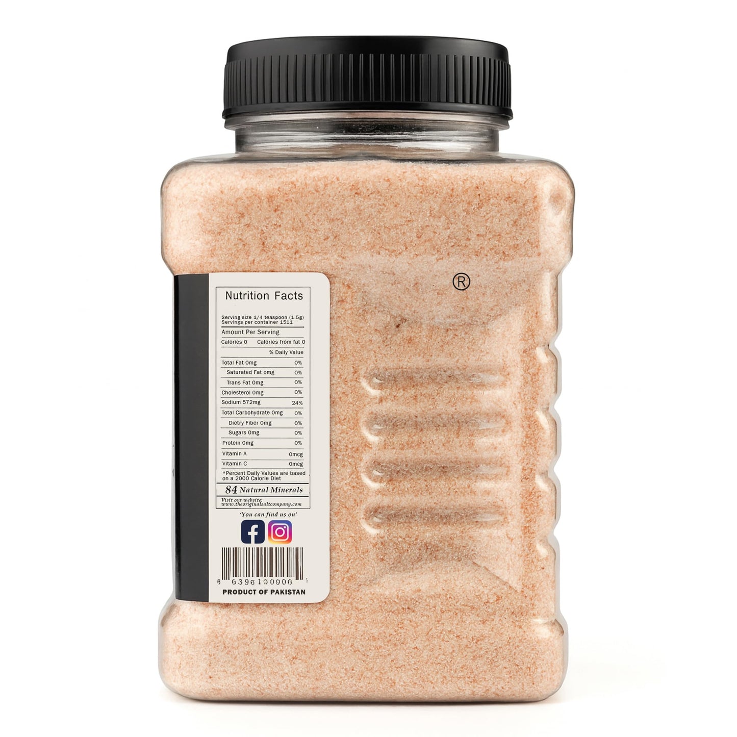 The Original Salt Company Pink Himalayan Salt, 5 LB Food-Grade Plastic Container 100% organic, kosher, fine grain, and gluten-free. Perfect for cooking, seasoning, and enhancing dishes with its mild, mineral-rich flavor.