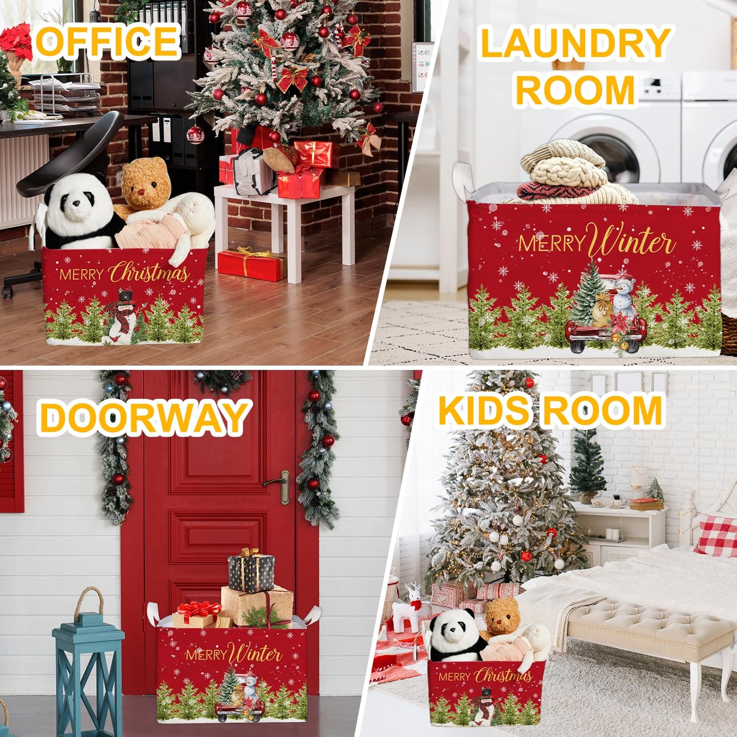 Christmas Snowman Storage Basket, Snowman Storage Box for Nursery Toy and Costume, Christmas Waterproof Rectangular Fabric Box, Cute Winter Snowman Decor Storage Basket, Christmas Party Decor Gifts