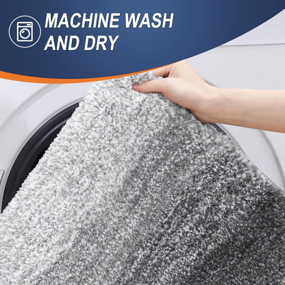 smiry Microfiber Bath Mat, 40 x 60 cm, Non-Slip Super Absorbent Bathroom Mat, Extra Soft Thick Floor Foot Mat, Fluffy Shaggy Bath Mats Rugs for Bathroom, Grey