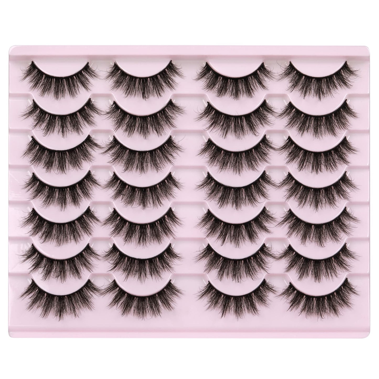 14 Pairs Wispy Mink Lashes False Eye Lashes Natural Look 5D Volume 16mm Fake Eyelashes Pack by TNFVLONEINS