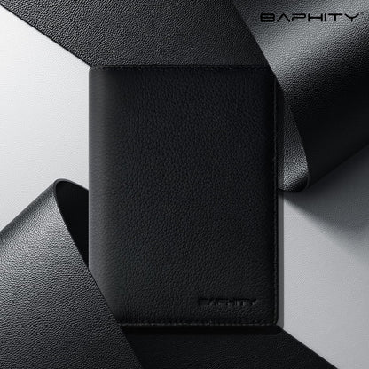 Genuine Leather Passport Holder Wallet Cover Gift for Women and Men-Gifts for Dad from Daughte-Travel Essentials Rfid Passport document Holder with Zipper Slot (Black)