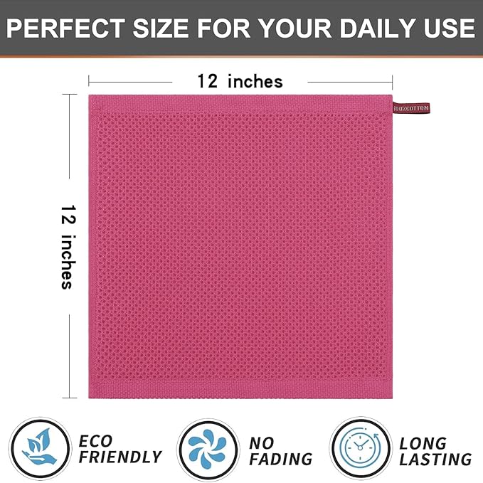 Kitinjoy 100% Cotton Kitchen Dish Cloths, 8 Pack Waffle Weave Ultra Soft