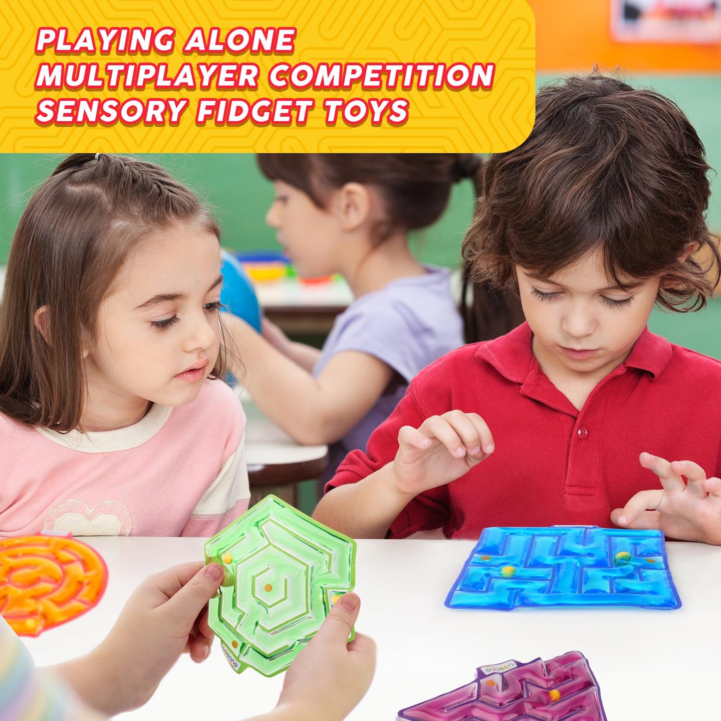 Squishy Toys Sensory Fidget Toys for Kids: 4 Pack Maze Sensory Toys for Autism - Fidget Toys with Filled Goo for Calming Down Classroom Travel