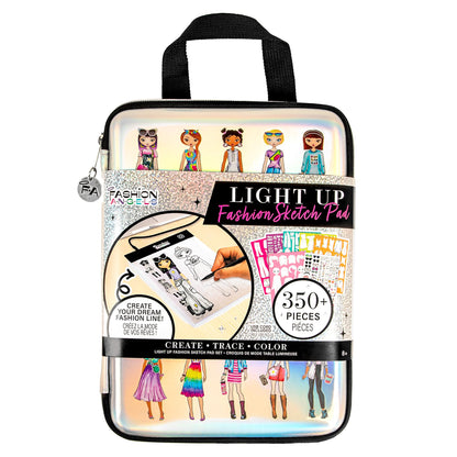 Fashion Angels Fashion Design Light Up Sketch & Tracing Pad, Includes Holographic Carrying Case, USB, Ultra Thin Tablet, 350+ Stencils & Stickers, Ages 8+