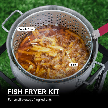CreoleFeast TFS3010 Propane 30 Qt. Turkey and 10 Qt. Fish Fryer Boiler Steamer Set, 50,000 BTU Burner, Ideal for Outdoor Cooking