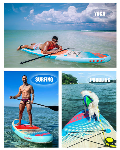 Highpi 11ft Inflatable Stand Up Paddle Board for Youth and Adults – Wide Sup with Premium Accessories, Blow Up Paddleboard for Surfing, Fishing, Yoga & More
