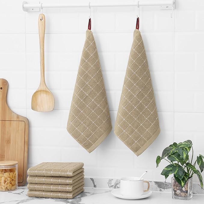 Homaxy 100% Cotton Terry Kitchen Dish Cloths, Ultra Soft and Absorbent Dish