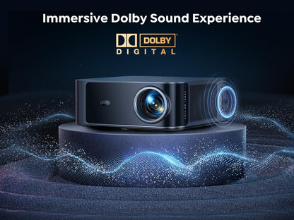 [1500 ANSI/Netflix-Licensed/36W Dolby Audio] Smart-Projector with WiFi 6 and 2-Way Bluetooth, Auto Focus & Keystone, TOPTRO X9 4K Supported Outdoor Movie Projector, Gray
