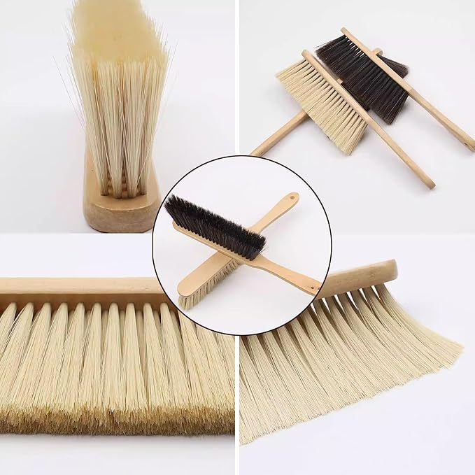 Wooden Bench Brush with Soft Bristles – 2 Pack Wide Table & Counter Dusting