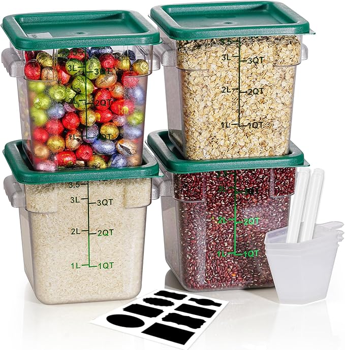 4QT NSF Food Storage Containers: 8 PCS Commercial Clear Food Storage Containers