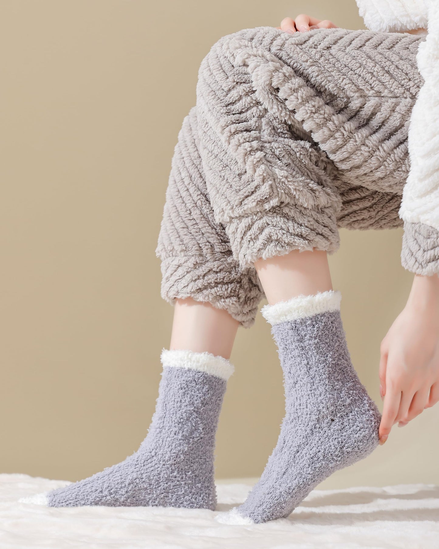 TEHOOK Warm & Cozy Valentines Gifts for Women, Fluffy Fuzzy Plush Sleeping Slipper Socks - Soft Warm Fabric