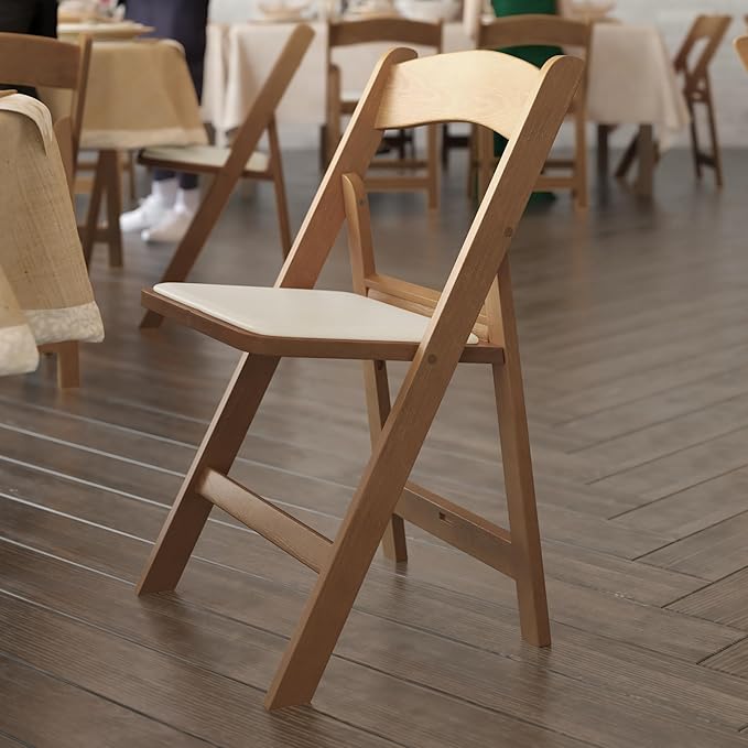 Flash Furniture Hercules Commercial Indoor/Outdoor Folding Event Chair, Wood Look, Weather-Resistant, Lightweight Design, Versatile Use, Set of 2, Chestnut