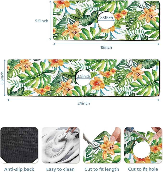 Patterned Sink Faucet Mat Kitchen Splash Guard Super Absorbent Drying Mat