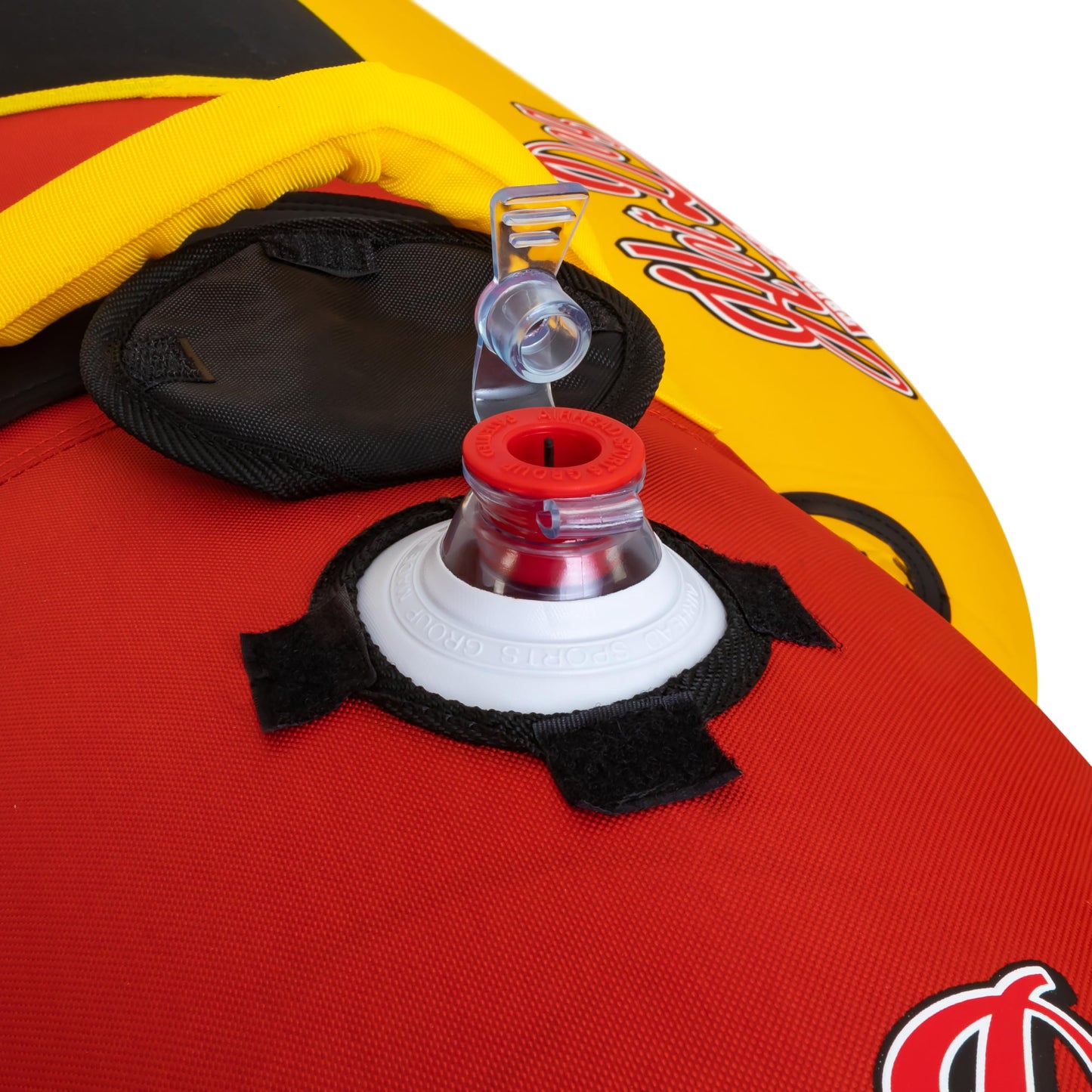 Airhead Hot Dog Towable Tube for Boating, 1 - 3 Rider Inflatable Boat Tube for Water Tubing, Full Nylon Cover, EVA Padding, Foam Padded Handles w/ Neoprene Knuckle Guard, Speed Safety Valve
