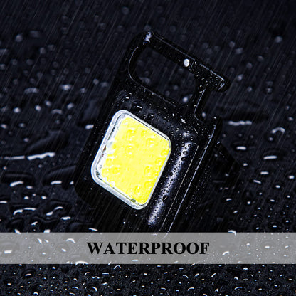 Small Flashlight, 1000Lumens Bright Rechargeable Keychain Flashlights, COB Mini Flashlight with 3 Light Modes, Portable Pocket Light with Folding Bracket, Bottle Opener and Magnet Base for Walking