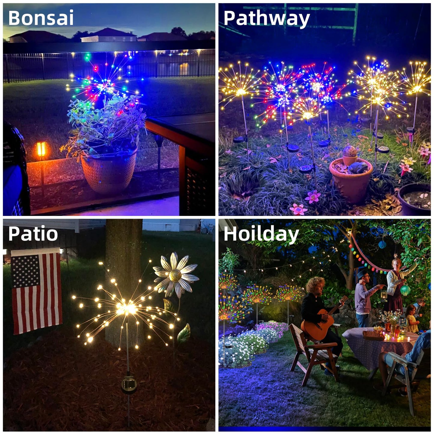 2 PCS Solar Firework Light, Outdoor Solar Garden Decorative Lights 120 LED Powered 40 Copper Wires String DIY Landscape Light for Walkway Pathway Backyard Christmas Decoration Parties (Cool White)