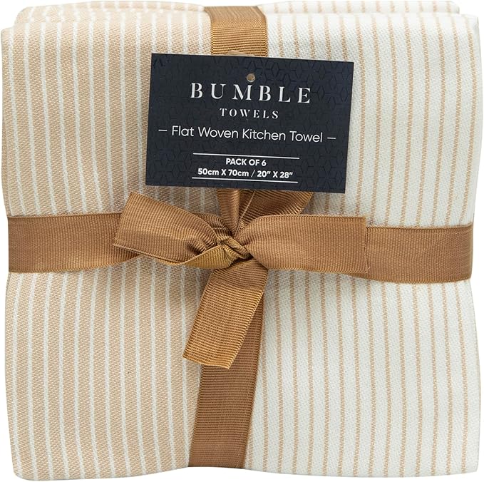Premium Kitchen Towels | Yarn Dyed Flat Woven Stripe Kitchen Towel Set| 238 GSM