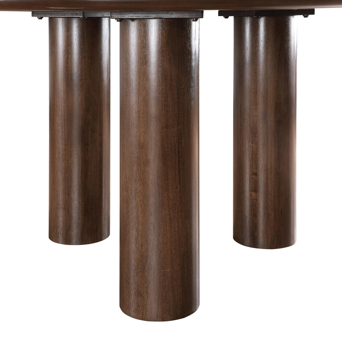 Meridian Furniture 943Brown-T Colosseum Collection Mid-Century Modern Dining Table with Rich Brown Walnut Finish, Oak Veneer, Mix of Solid Wood and MDF, 54" W x 54" D x 30" H, Brown