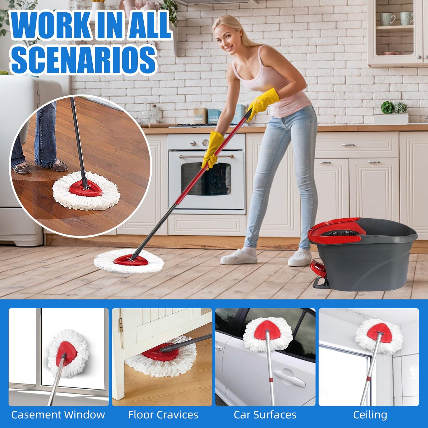 5 Pack Mop Replacement Heads ,Spin Replacement Mop Heads Mops Refill Compatible for vileda 1 Tank System , Microfiber Swivel Mops Refill,Deep Clean,Machine Washable and Easy to Replace