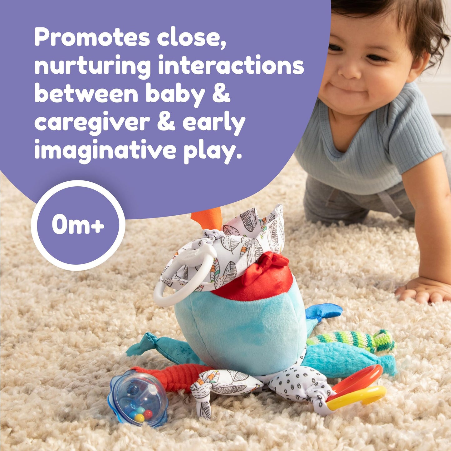 LAMAZE Captain Calamari - Clip & Go Pram Baby Toys 0-6 Months - Sensory Toys for Babies' Development - Soft Plush Girls & Boys Toys - Expertly Designed Newborn Toys - Baby Essentials for Newborn & Up
