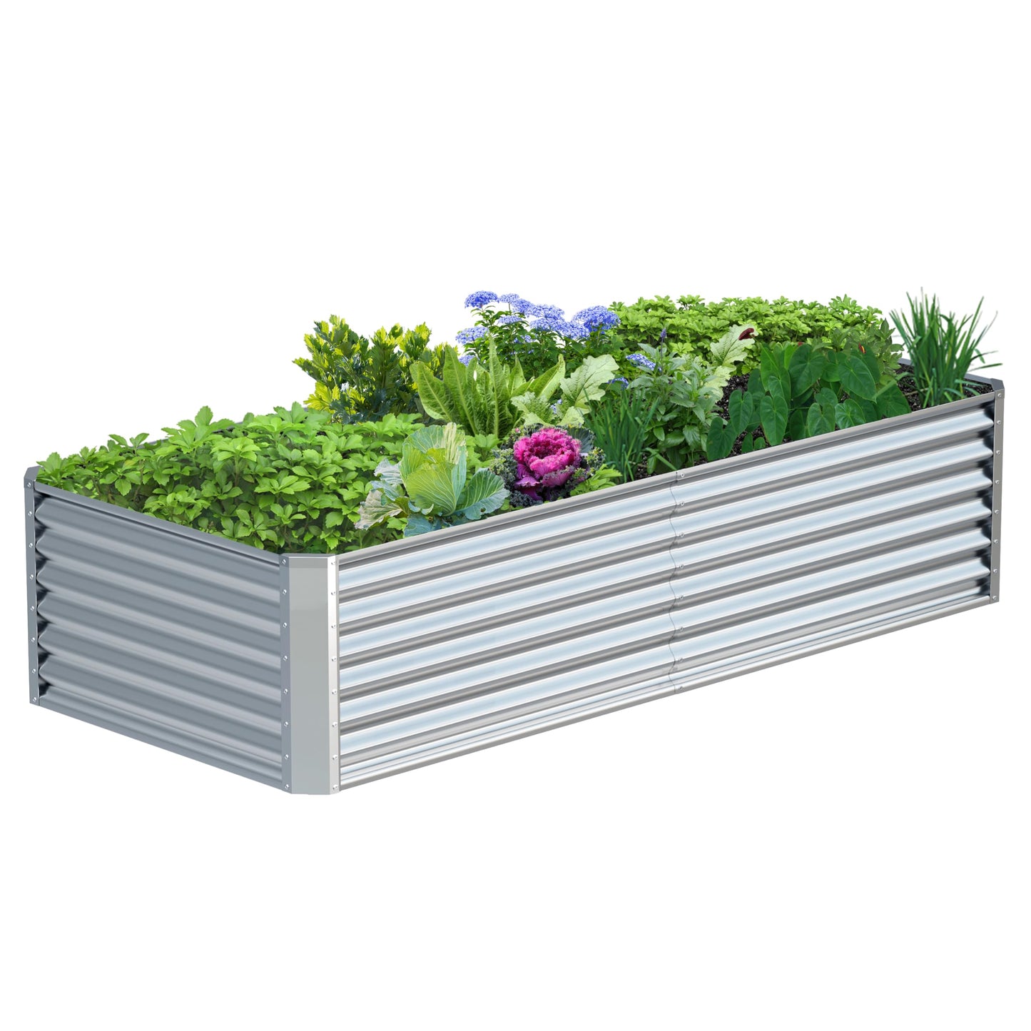Ayen Guard 8x2x2FT Galvanized Raised Garden Bed,Galvanized Planter Boxes Outdoor, Large Metal Raised Garden Beds for Vegetables-Silver